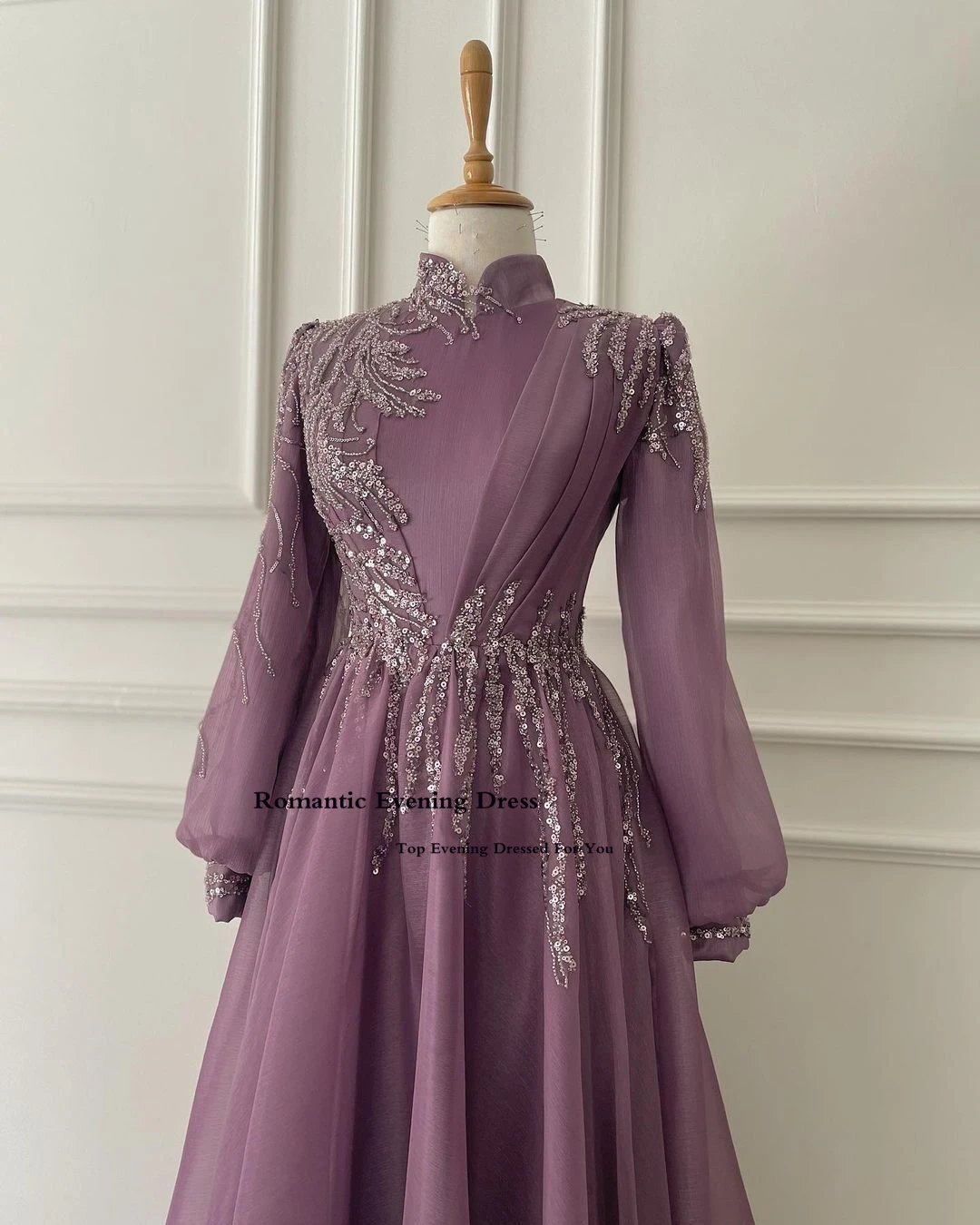 Arabic Women Evening Dresses Moroccan Kaftan Full Sleeves Long Party Dress