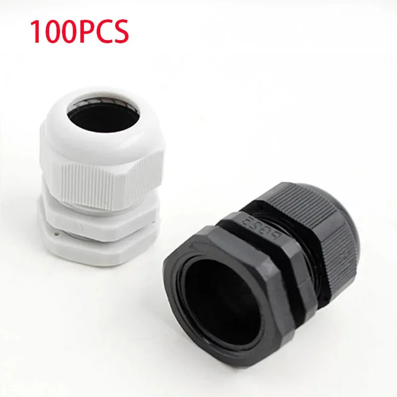 100pcs BLack Color Water-proof Nylon Plastic Cable Gland Connector 3-21mm Cable Wire M12x1.5 M16/18/20/25/32/36/40x1.5 electrical connector cable gland