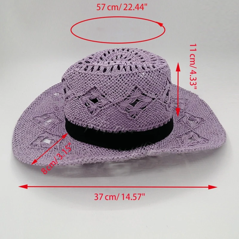 Hand Weave Cowboy Cowgirl Hat Straw Summer Hat Women Sun Foldable Hollow Out Beach Cap Fashion Unisex Sunhat cowboy hats,cowgirl hats
