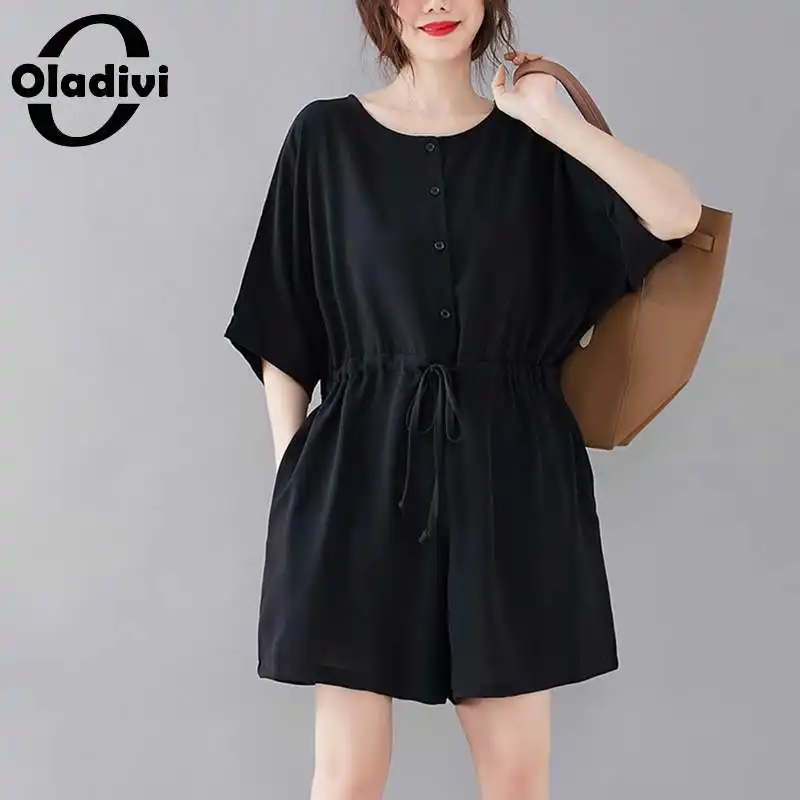 Oladivi Oversized Women Midi Skirt Fashion Ladies Summer Autumn Casual Loose Elastic Waist Drawstring Pocket Skirt Black 3XL 2XL capri jeans for women