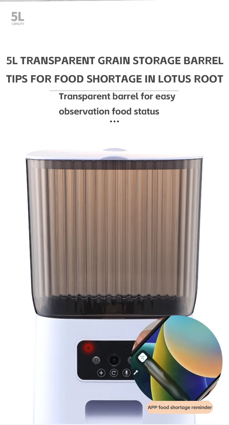 Title 7, 5L Camera Pet Feeder With Video Smart Cat Food ...