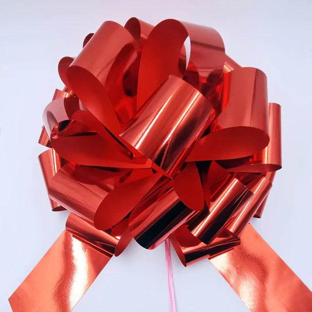 Fiocco Regalo Gigante Rosso 46cm Per Auto | Con Nastro E Fiocchi Piccoli, Per Matrimoni, Compleanni E Natale - Foto 2