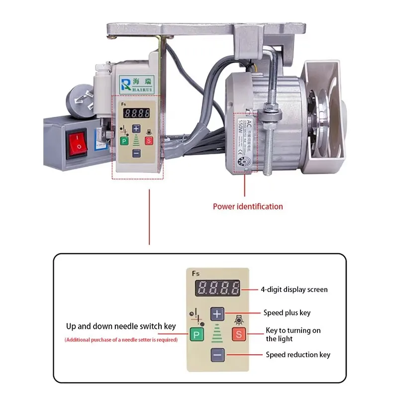 Sewing Machine Energy Saving Servo Motor 220V 550W Mute Electronic Brushless Motor for Flatbed Double Needle Sewing Machine 5