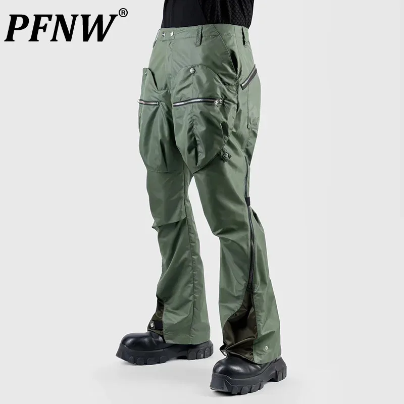 

PFNW Spring Summer Men's Darkwear Side Zippers Techwear Pants Function High Street Motorcycle Personality Flare Trousers 12A9782