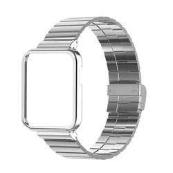 Stainless Steel Strap Case Protector with Metal Bracelet for Mi Watch Lite (Silver)