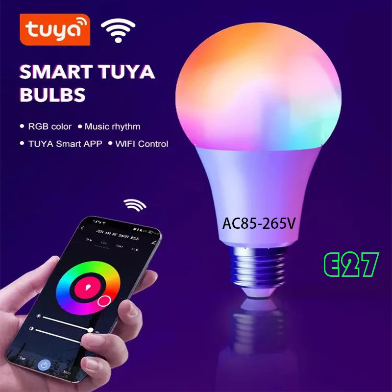 WIFI smart bulb graffiti LED light AC85-265V RGBCW smart light, suitable for Google Alexa smart life color change decoration E27