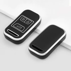 Durable 3 - Button TPU Car Remote Key Fob Cover with Case Holder Protector (Black silver)