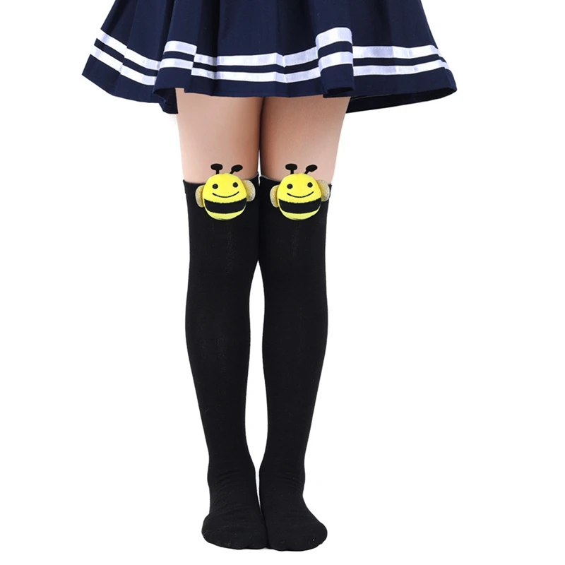 Kids Baby Girls Knee High Socks Cosplay Striped Stockings for Halloween Party Toddlers Bee Decor Thigh High Tube Socks