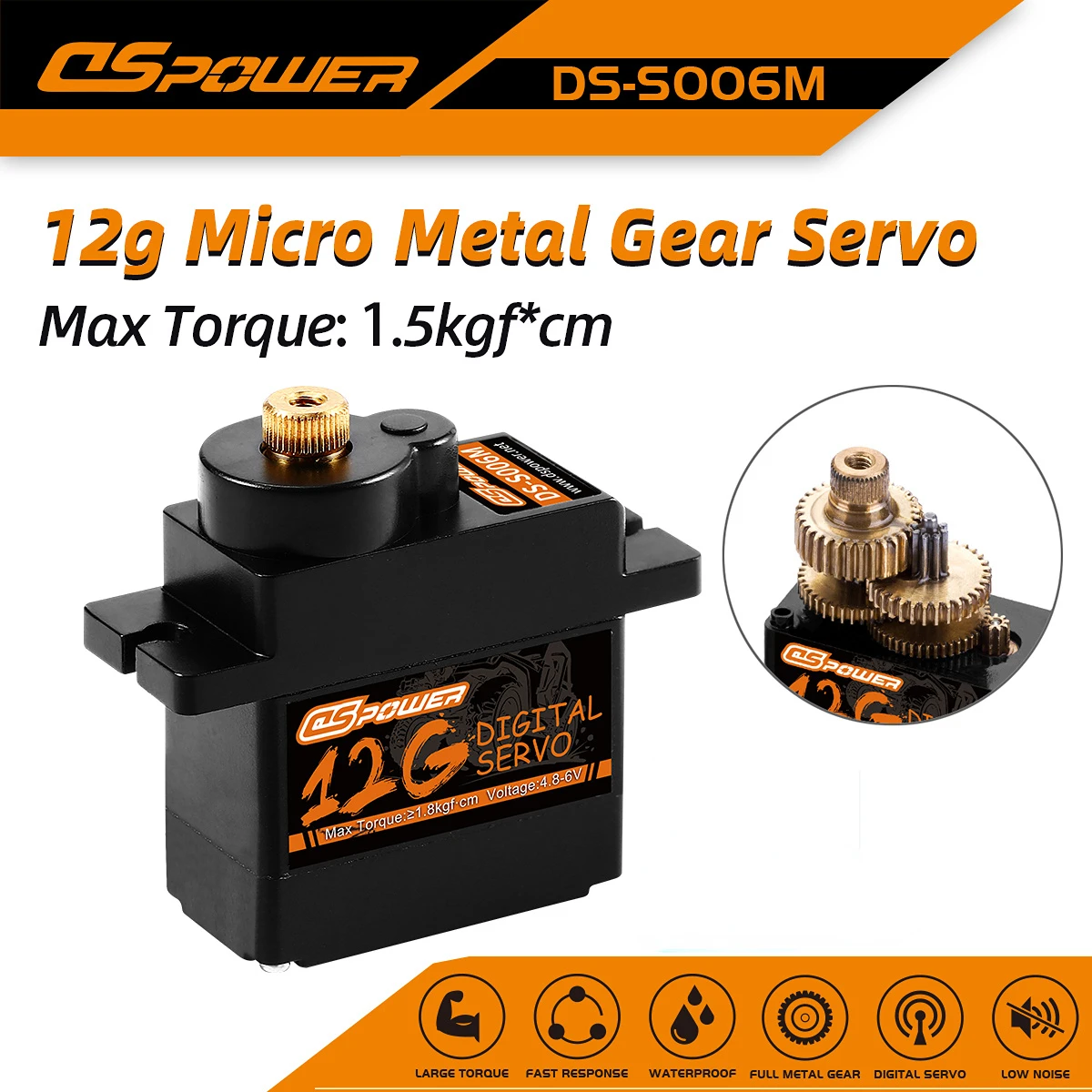 

DSpower SG90 MG90S 9g 12g Mini Micro Servo Motor Brass Gear Servo for 1/24 RC Car 450 Helicoper SCX24 WLtoys Airplane WPL