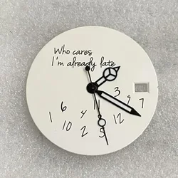 Sleek 28.5mm DIY Watch Dial - Bold 'It's Already Late' Design (No.06 white black)