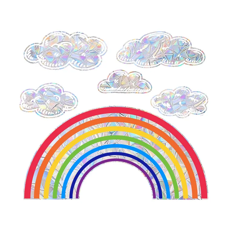 Bunte Regenbogen-Wolken Fensteraufkleber Regenbogen-Glasfenster-Dekor Wandtattoos Heimdekoration Selbstklebende Elektrostatische Wandbilder – Detail 6