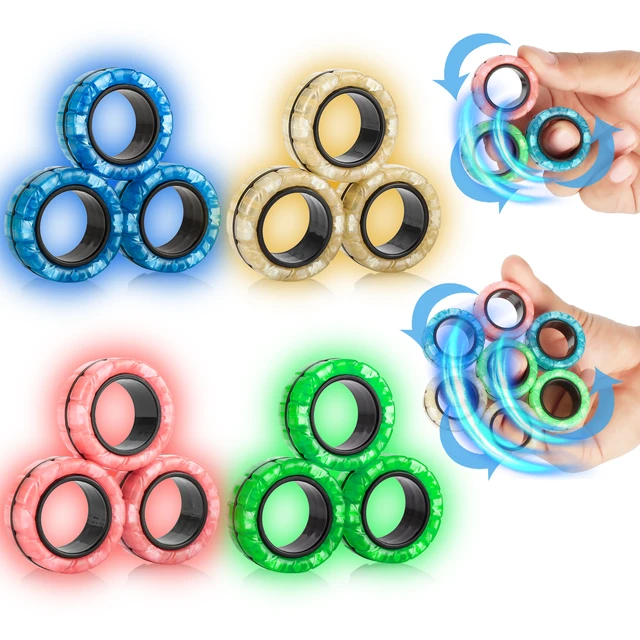 3 Sets 9Pcs Magnetic Rings Fidget Toys Pack Spinner Gift Adults Teen Girls  Boys | eBay