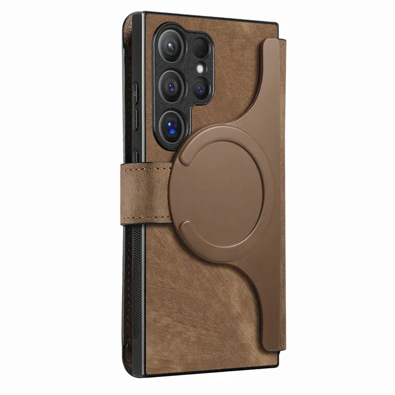 MagSafe Flip Leather Wallet Phone Case with Removable Magnetic Card Holder