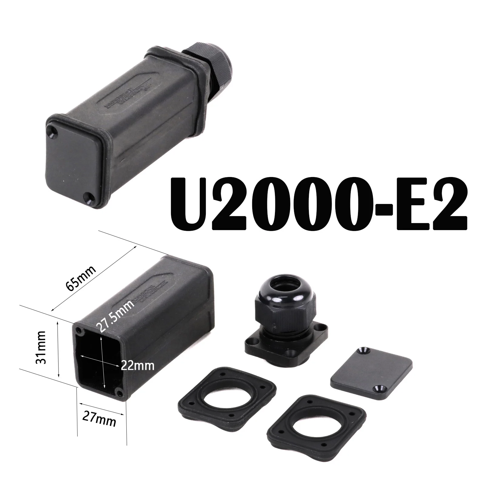 Power Extender Connector Shell, PG9 Cabo Glândulas