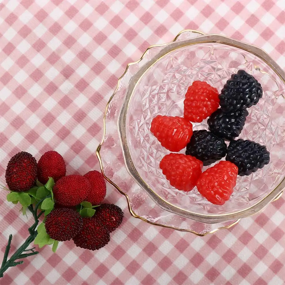 

Lifelike PVC Home Decor Bright Color DIY Accessories Artificial Raspberry Mulberry Branch Model Fake Fruit Photography Props