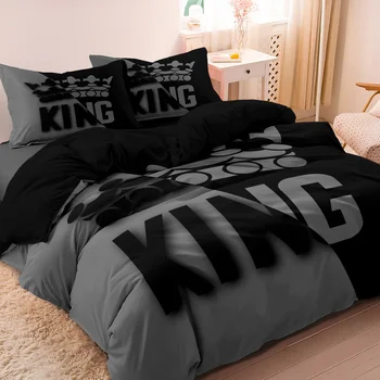 3pcs King &Queen Size Bed Pattern Down Duvet Cover Set Soft and Comfortable Bedroom and Dormitory Decoration Bedding Set 1
