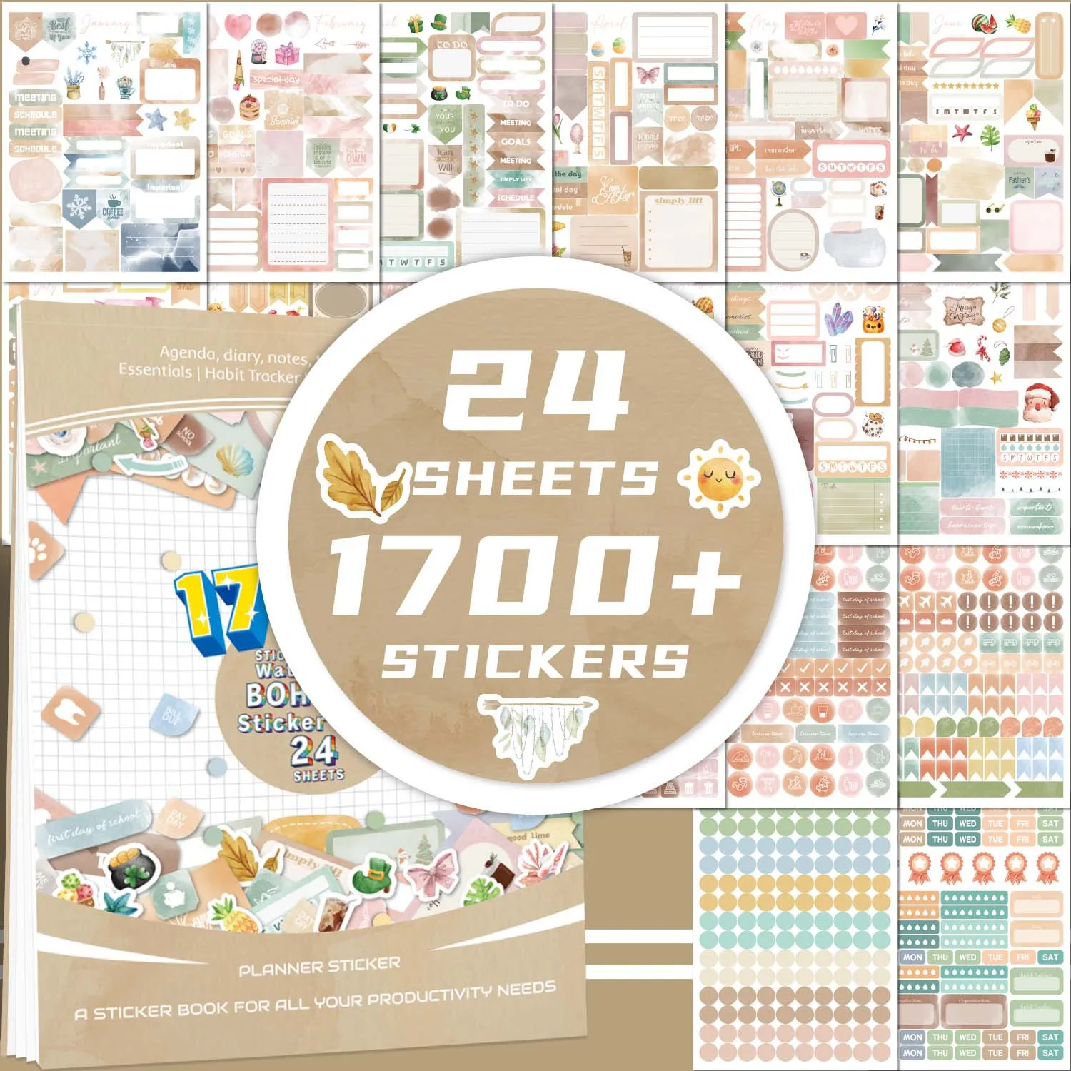 

Retro Day/Week/Month Planner Sticker Book DIY Scrapbooking Diary Handbook Decorative Material Stickers Stationery