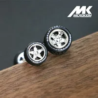 5 SET 1/64 Staggered Front Small Wheel Rear Large Wheel 10.7mm+12.7mm XS Series Alloy Car Tuning Wheel Plated Silver 2