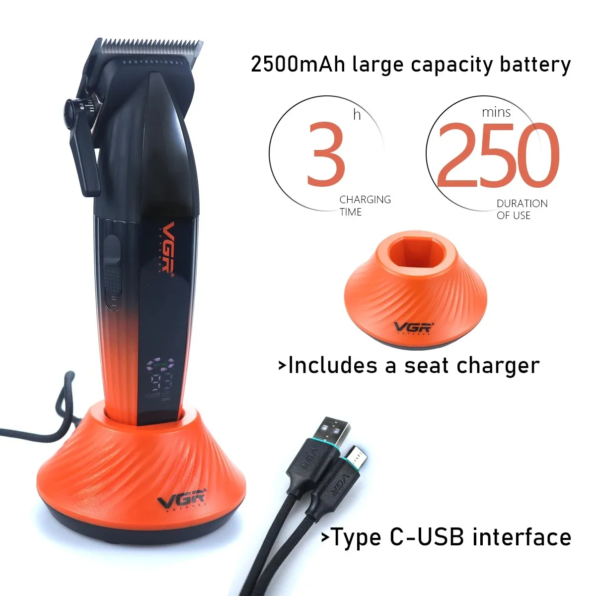 VGR ماكينة حلاقة شعر احترافية ماكينة قص شعر لاسلكي...