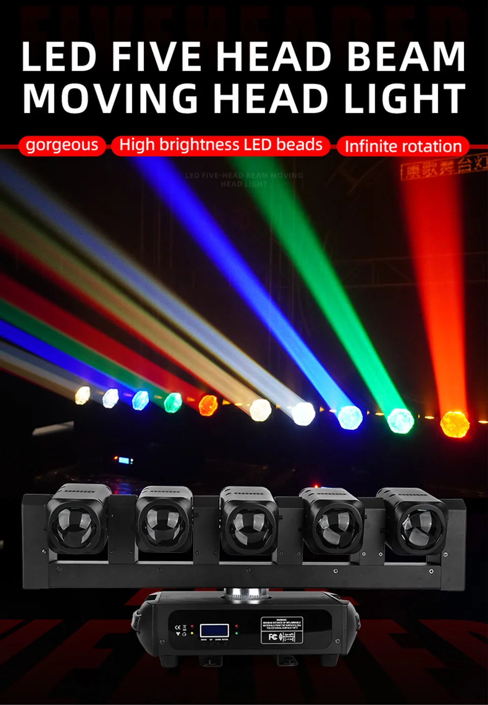 5X40W Led Beam Moving Head Light DMX Controller Rotating Stage Beam Effect Movi