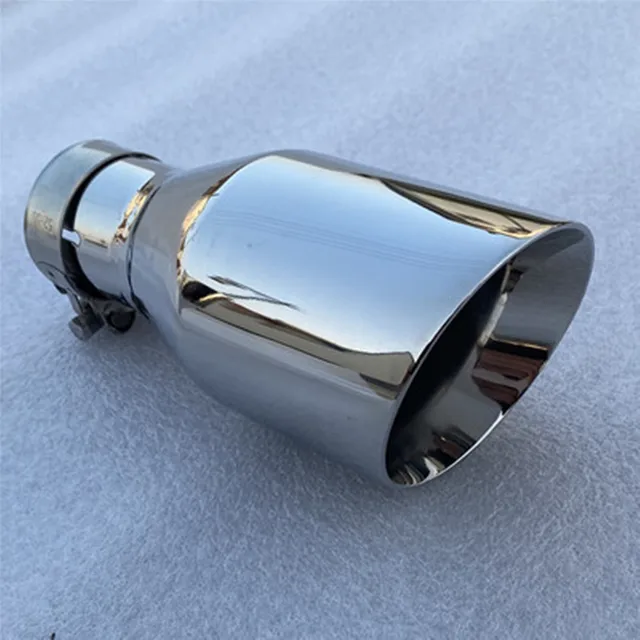 Adunsiaoto Extrémités Tuyau D'échappement De Voiture, Acier Inoxydable Queue De Gorge Silencieux Décoration De Voiture, Tuyau De Queue De Silencieux Voiture, Accessoires Extérieurs(Argent-Courbé