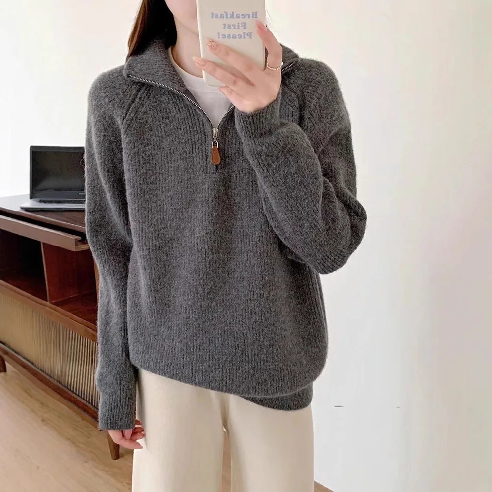 Thick Turtleneck Long Sleeve Knitted Sweater for Women