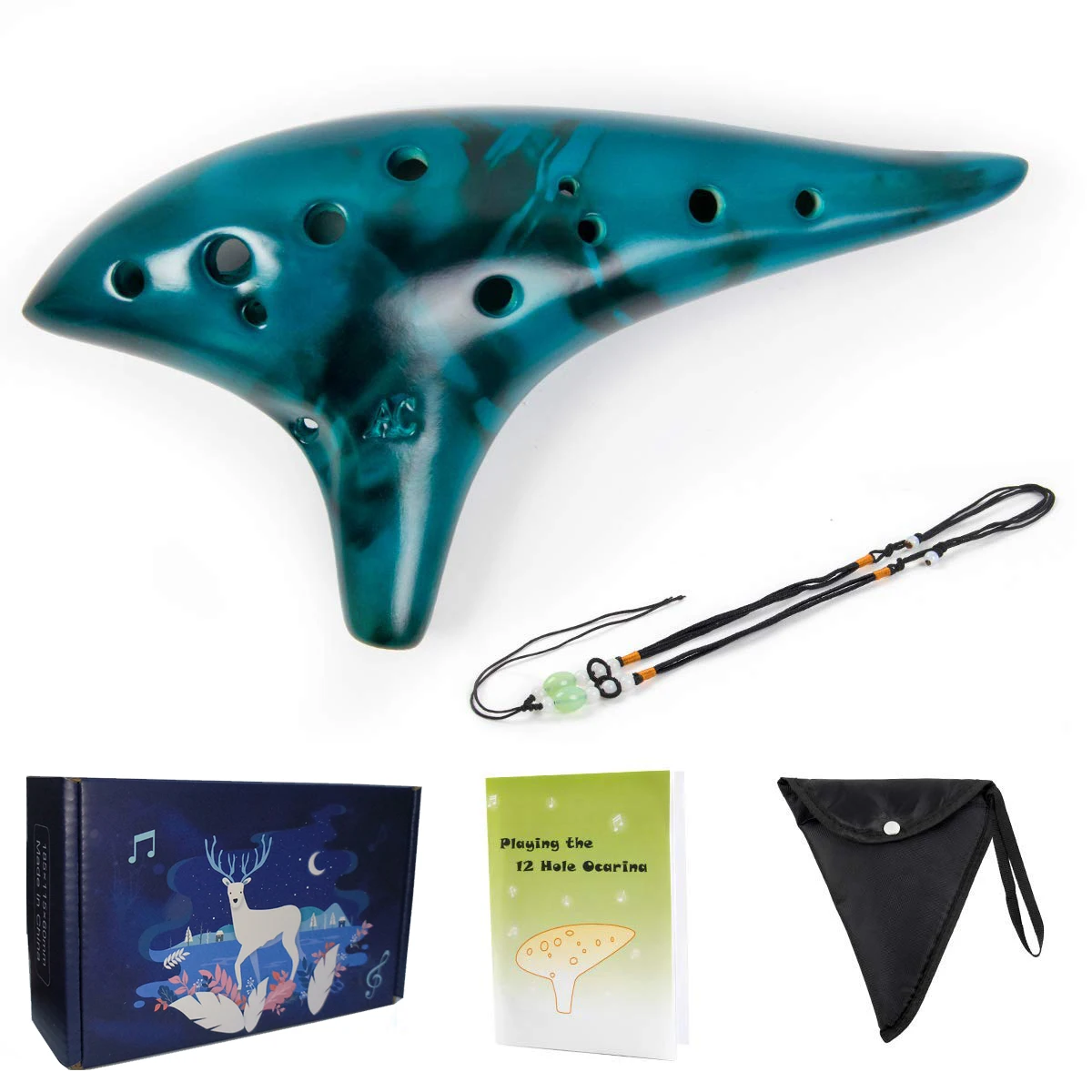 Ocarina12TonesAltoCCeramicOcarinaMusicalInstrumentwithSong