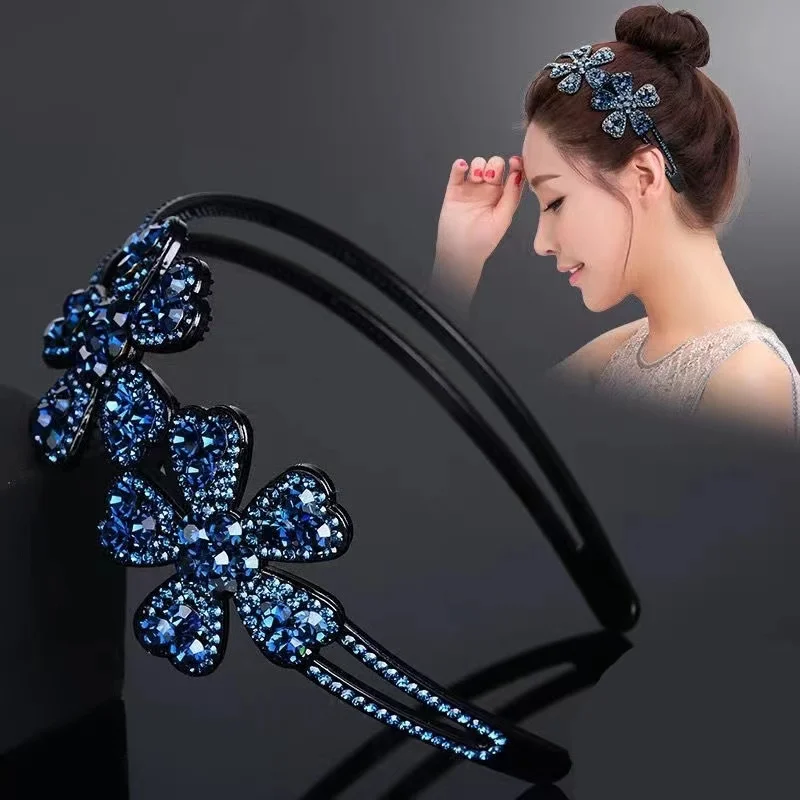 New Flower Non-slip Winding Rhinestone Headband Hairbands For Women Crystal Hairband Hair Band Hair Accessories For Girl wifelai a artificial wedding bouquets hand made flower rhinestone bridesmaid crystal bridal wedding bouquet de mariage w228