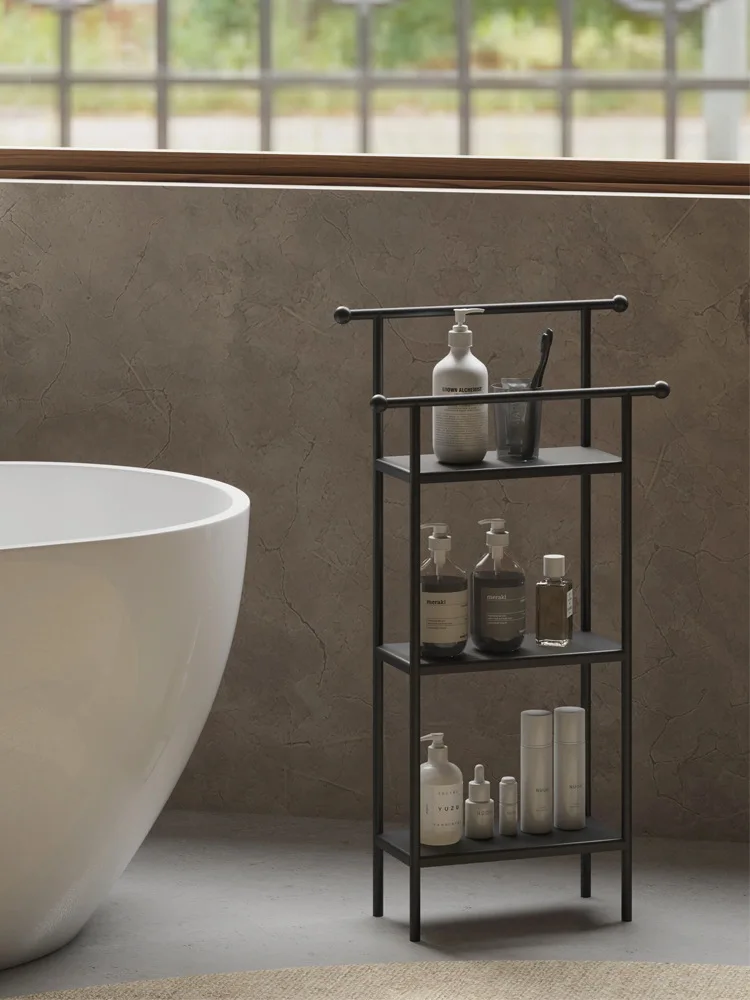 

Nordic Iron Art Bathroom Floor Hanging Clothes Hanger Storage Rack Household Simple Clothes and Hats Rack Bathroom Towel Bath To