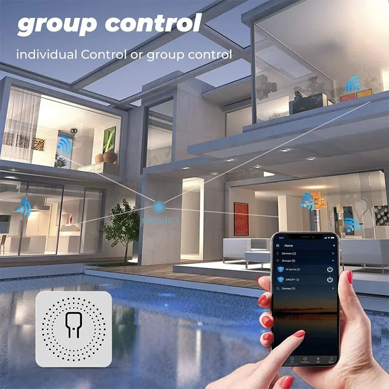 Smart Light Switch 16A Wifi Mini Smart Switch Wireless DIY Light Switches 2 Way Control Breaker Work with Tuya Smart Life Alexa Google Home