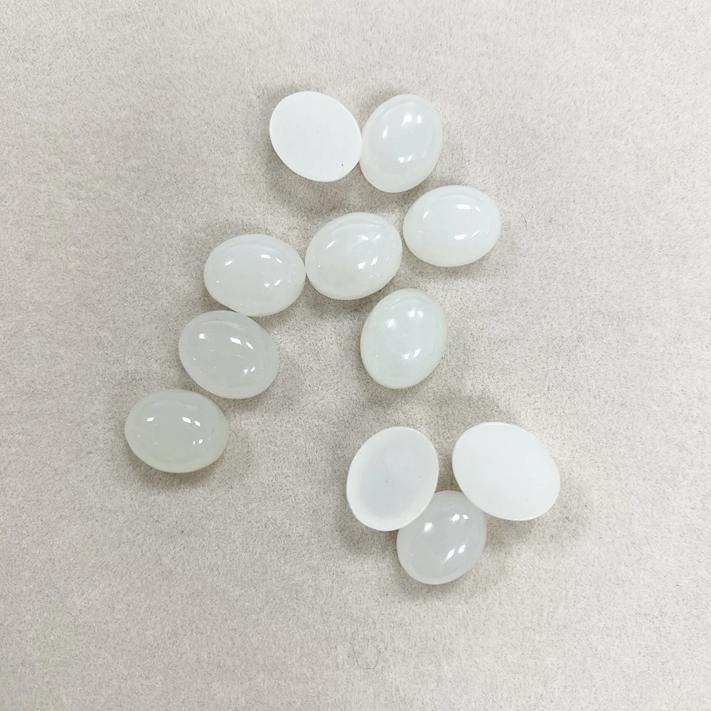Factory Natural Nephrite Jade Milky White Chalcedony Oval Cabochons Gemstone ​for Ring Earring Necklace Jewelry Making