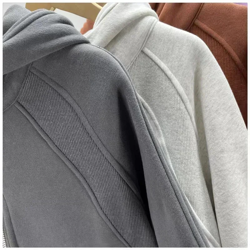 Lemon Scuba Oversized Hoodie Jacket With Logo Women Fleece Warm Gym Coat Sports Long Sleeve Crop Top Fitness Sweatshirts Sport