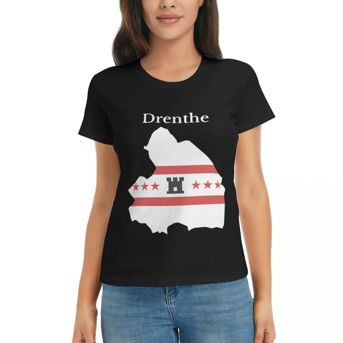 

Movement Drenthe Province Map Flag Netherlands R282 Tshirt Black premium Vintage Activity competition USA Size