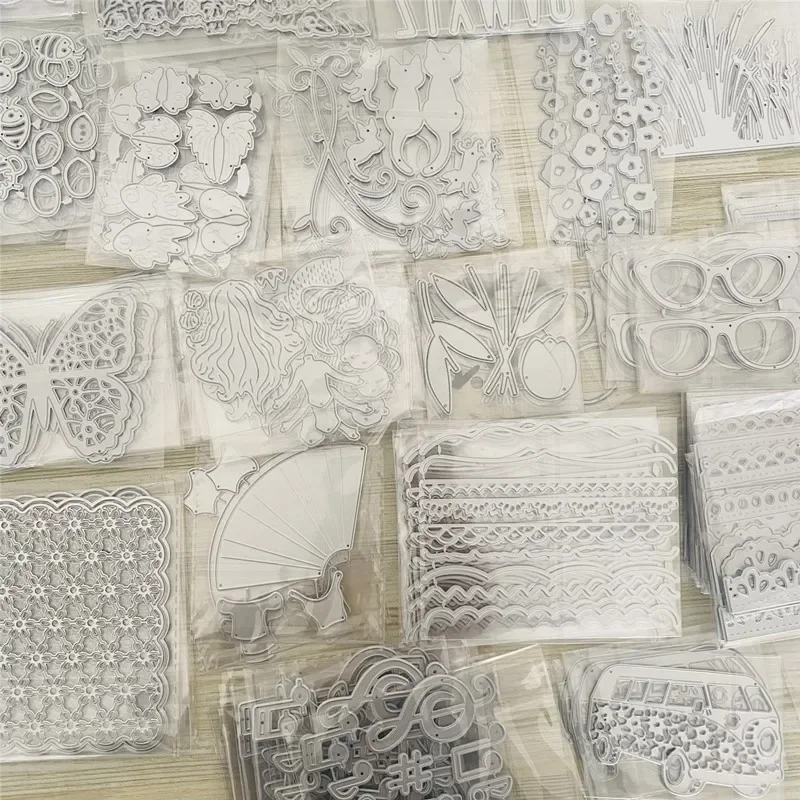 무작위 동물 꽃 잎 금속 컷 다이 스텐실, 스크랩북 스탬프, 사진 앨범 장식 엠보싱 DIY 종이 카드, 6 개