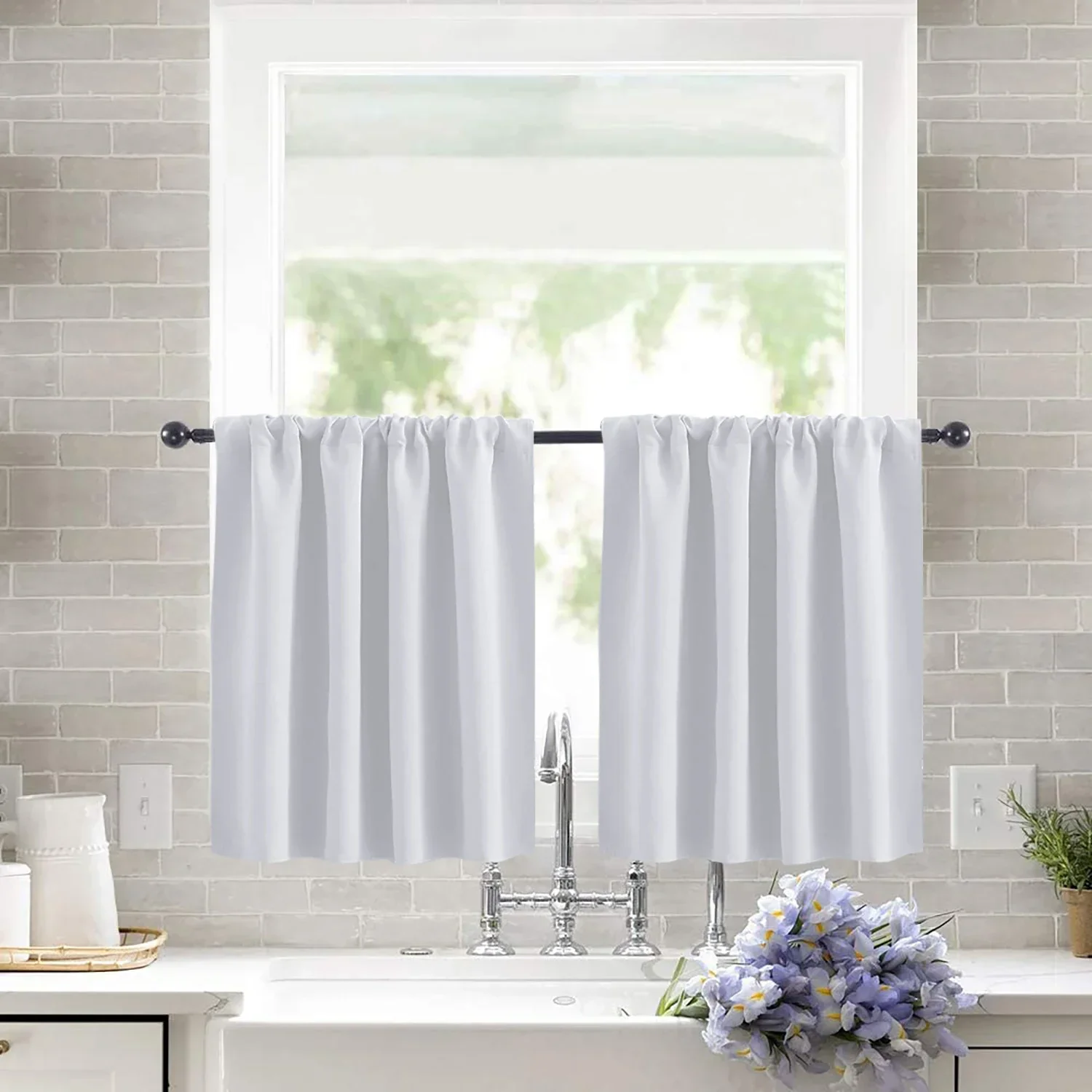 1Panel Short Tier Sheer Curtains Kitchen Drapes Rod Pocket Non-See-Through Window Curtains for Bathroom/ Cortinas Rusticas 5