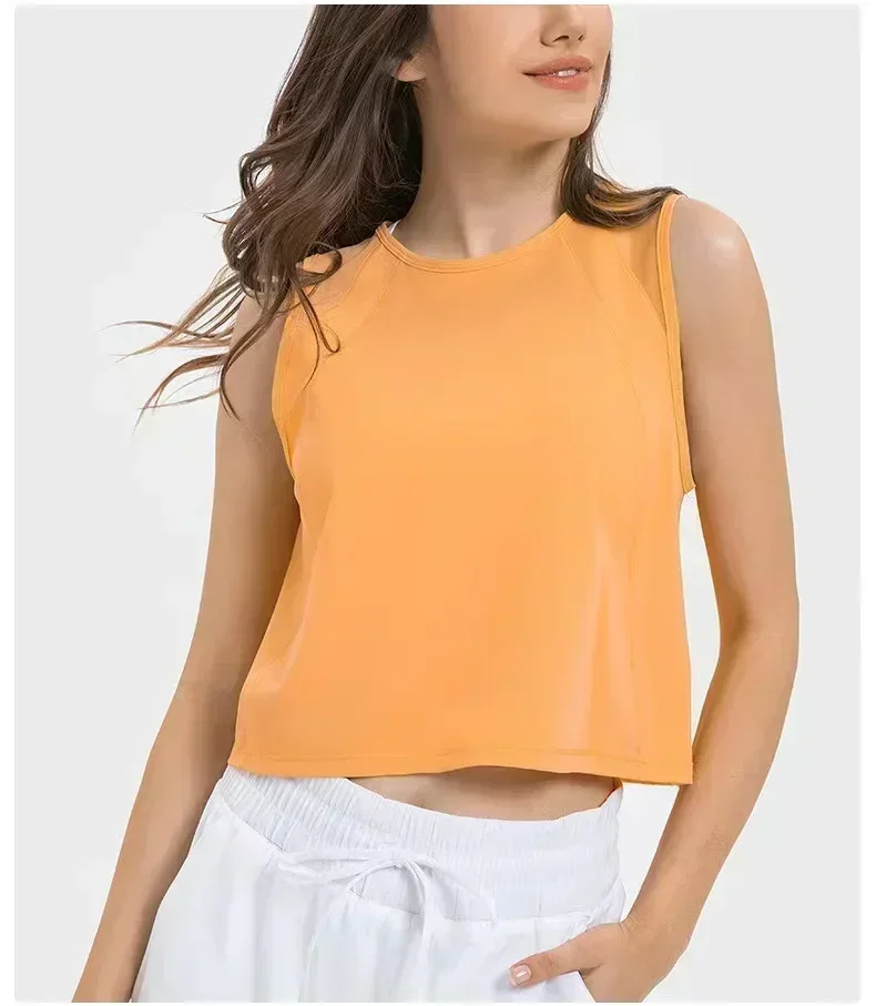 Lemon Buttery Soft Yoga Top For Women Loose Fit Workout Tank Gym Wear Sleeveless Back Hollow Out Sportswear Running Sport Shirts