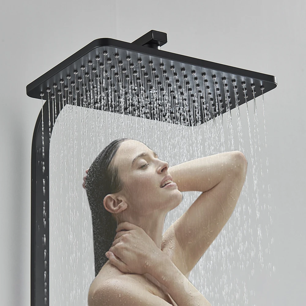 Bathroom Shower Faucet Set Black/Chrome Brass Shower Mixer Crane Rainfall
