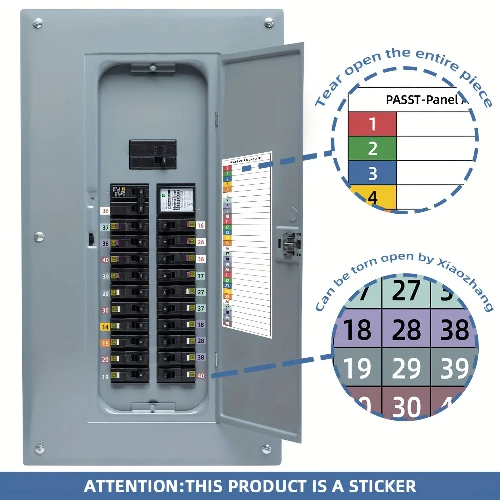 Circuit Breaker Label Kit with Marking Panel (1-10, N, T, R, S) | Handwritten Electrical Panel Stickers for Distribution Boxes - 2