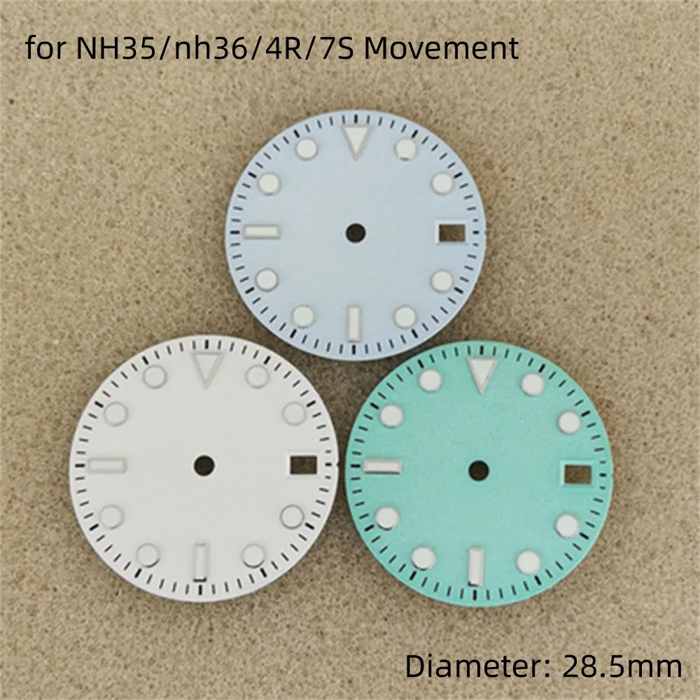 28.5mm Frosted Dial Light Blue/White/Green No Watch Face for NH35/nh36/4R/7S Movement watch dial accessories,watch face accessories