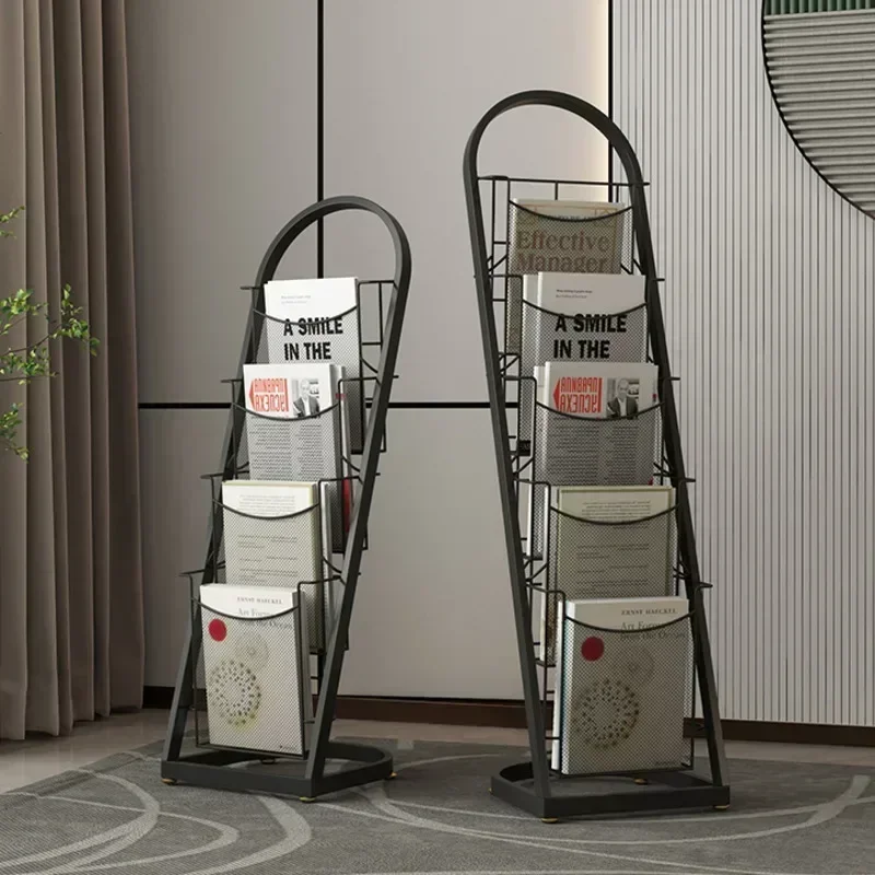Light Luxury Magazine Rack Front Desk Publicity Material Display Office Floor Newspaper Stand Stylish Organizer Display Stand