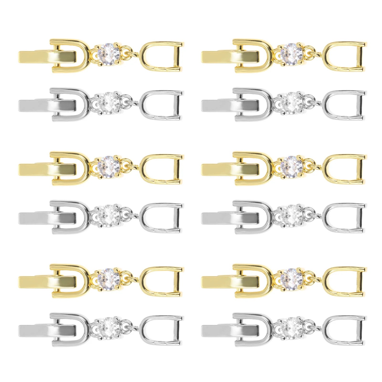 

12 Pcs Accessories Necklace Extender Jewlery Locking Clasp Rhinestone Necklaces Buckles