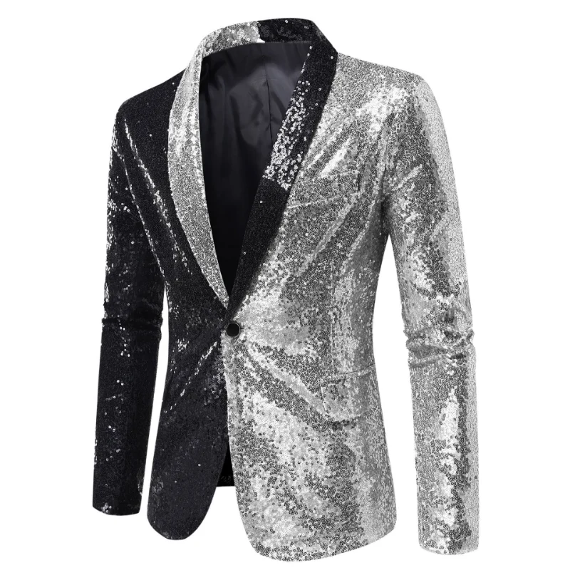 

Men's Suit Sequin Performance Dress Nightclub Men's Host Emcee Studio Europe and The United States Fashion Jacket