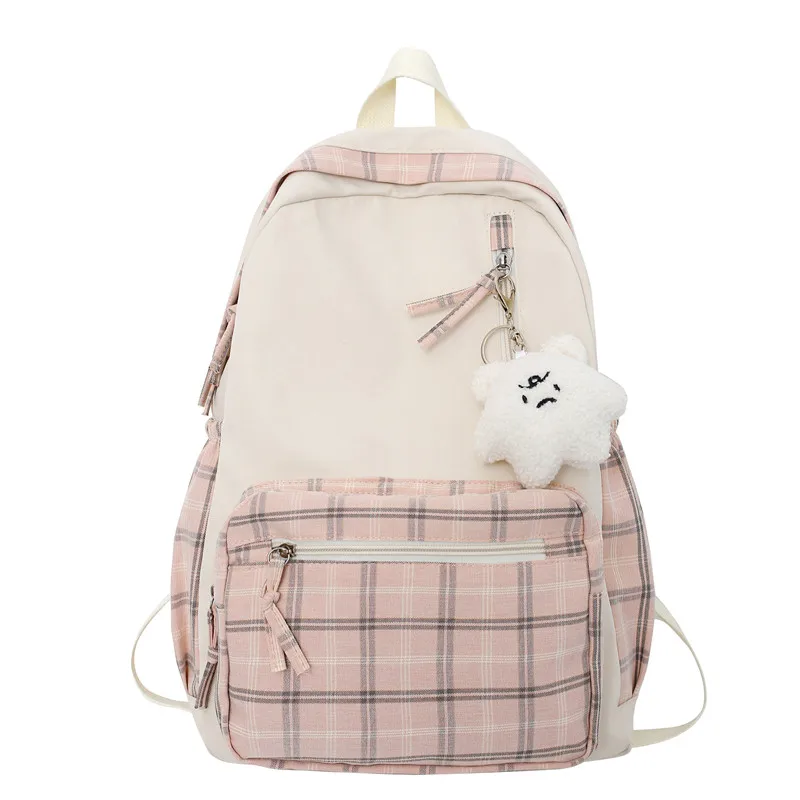 Cute Girl Lattice Travel School Bag Fashion Lady Kawaii Book Backpack  Trendy College Cool Female Plaid Backpack Women Laptop Bag - AliExpress