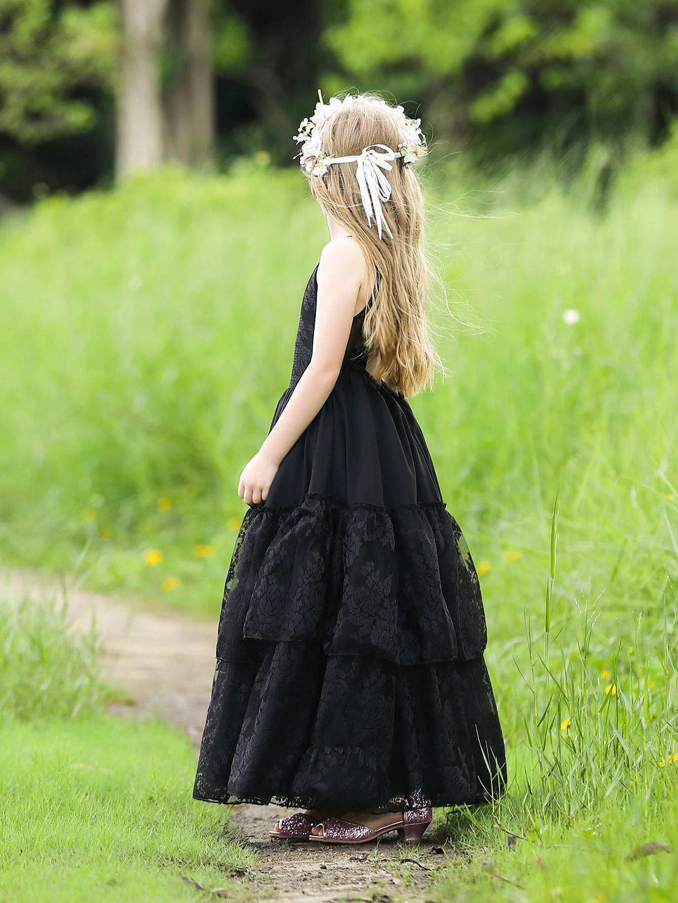 Princess Black Gown For Baby Girl Flower Girl Dress Wedding Princess High  Quality Teenage Tulle Cute
