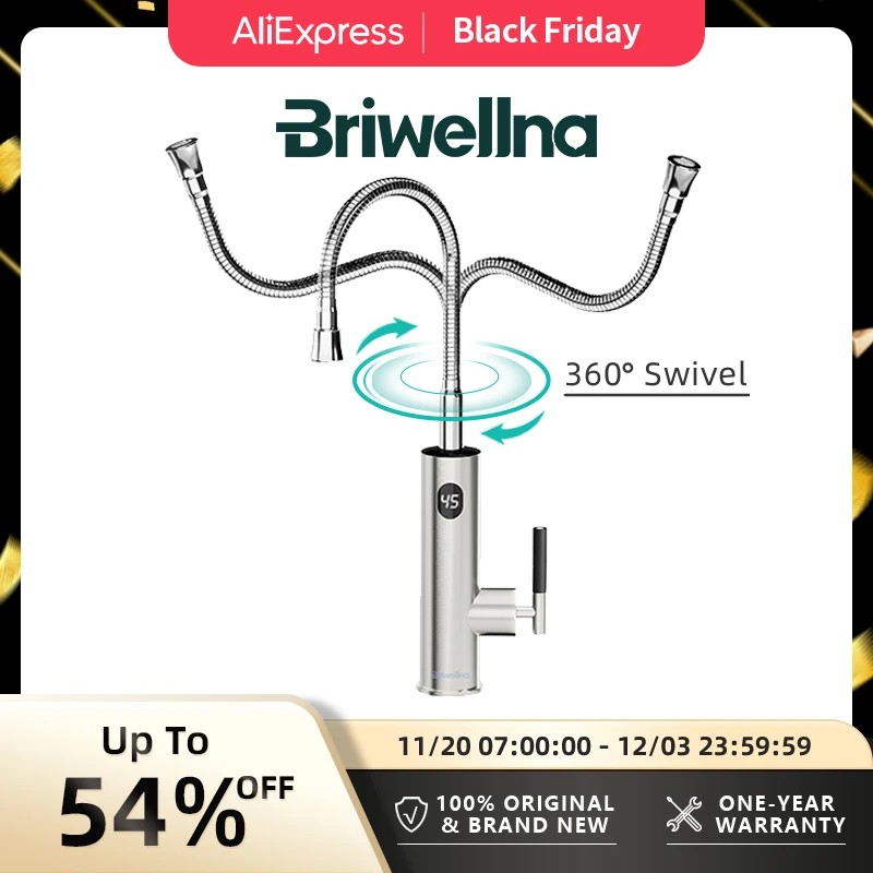 Briwellna Pemanas Air Listrik ไหล Universal Spout ก๊อกน้ำสำหรับห้องครัว2 In 1สแตนเลสก๊อกน้ำไฟฟ้า220V ความร้อน Tap 1