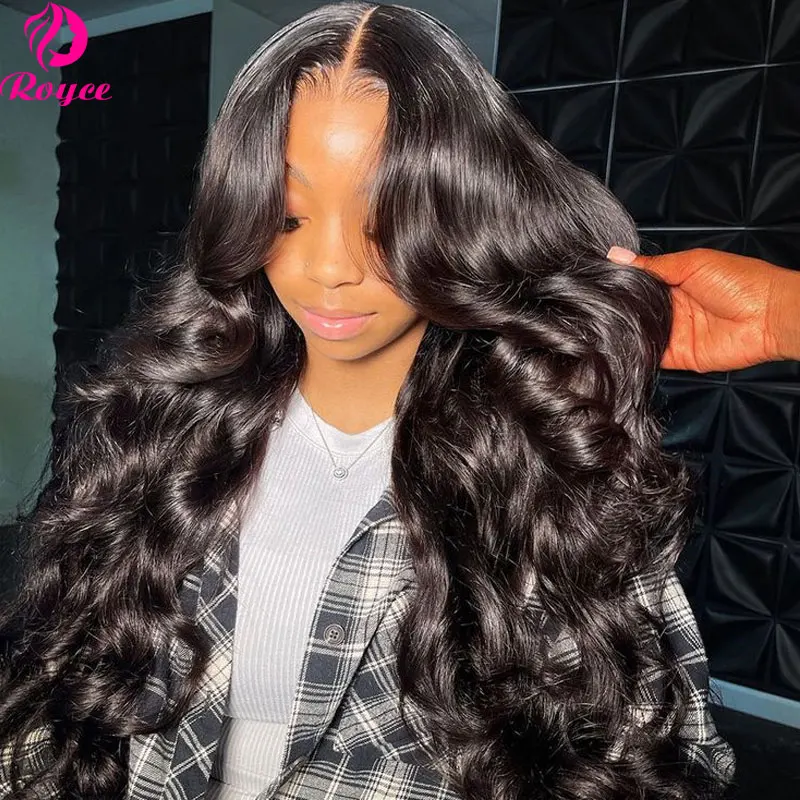 30 inch 220 Density 4x6 Human Hair Lace Glueless Wigs Pre Plucked 3D Bouncy Body Wave Wig Lace Closure Human Hair Wig Pre Cut