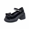 Round Toe Kawaii Lolita Shoes Woman Casual Elegant Pure Color Bow Pumps Non-slip Korean Style Medium Heel Shoes Chic Summer 2023 1