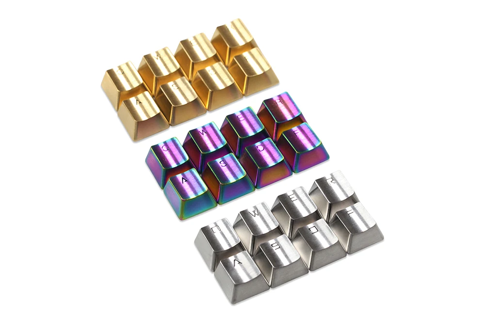 teamwolf mx metal de aço inoxidável keycap para teclado chave de jogo qwerwasd luz através de volta iluminado preto azul ouro gradiente