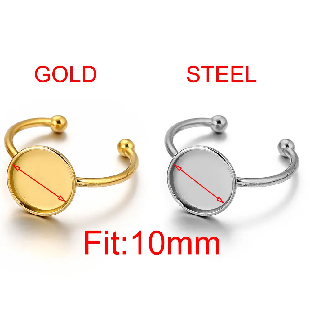 10 Stück offene Ringfassungen aus Edelstahl, leere Basis, Lünette, Cabochons, Harzformen, Ringe für die Herstellung von Schmuckmaterialien, DIY-Finger – Detail 11