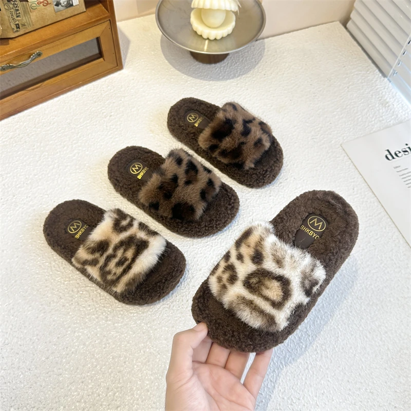 Cotton Winter Slippers for Kids Girls Soft Open Toe